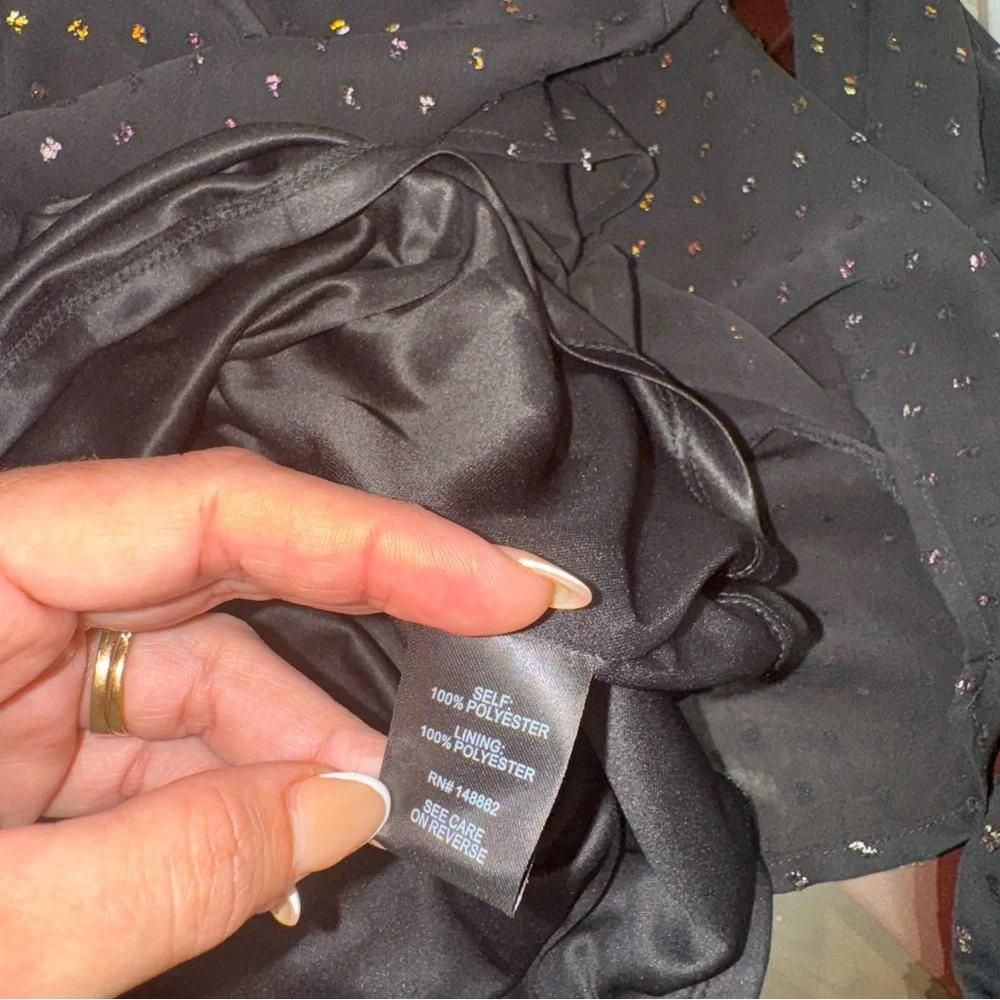 Torrid NWT! Mini Rainbow Clip Dot Blouson Sleeve Dress In Black Size 00 (M/L) - Picture 11 of 15